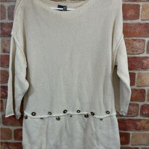 Shannon Passero Cream Knit Sweater with Button Accents size M